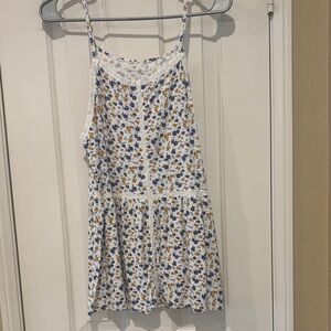 American Eagle Outfitters Floral Tank Top - White, Blue, Yellow